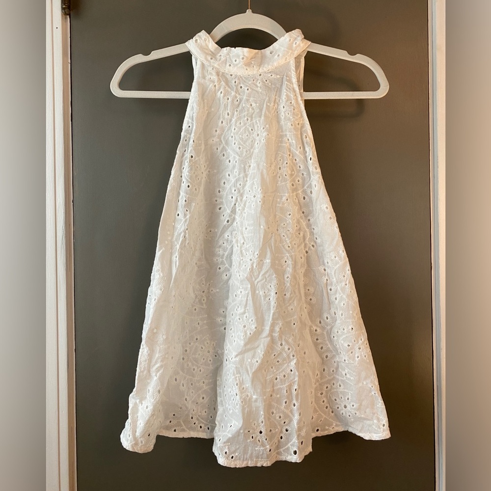 White Cotton Eyelet Halter Top